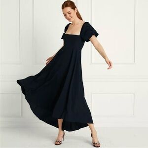 Hill House Home Black Matilda Midi Dress with Puff Sleeves